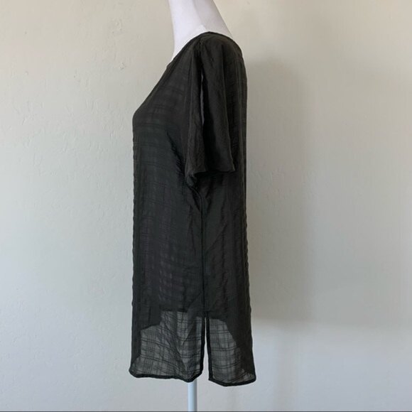14th & Union Sheer Check Box Popover Tunic Top Size Medium - Picture 3 of 8